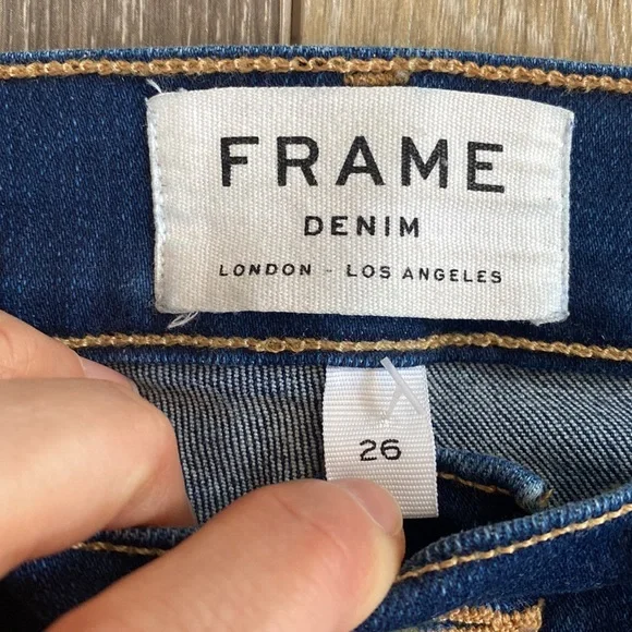 Frame denim high rise blue skinny jeans - Picture 3 of 5